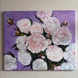 Original painting. Acrylic on canvas.Elegant Peony Canvas Art